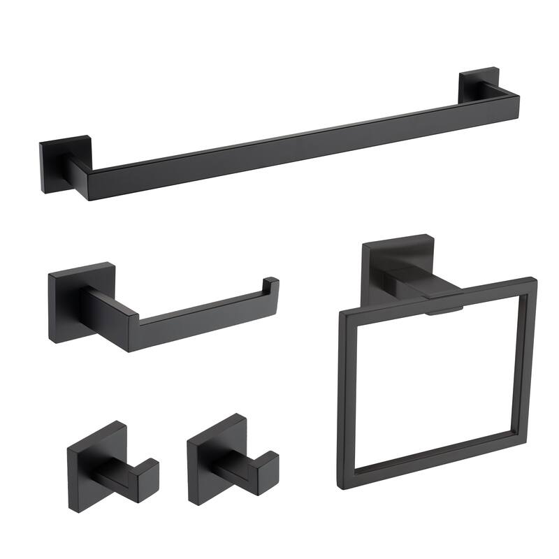 Bathlet 5-Piece Bath Hardware Set in Stainless Steel - Matte Black