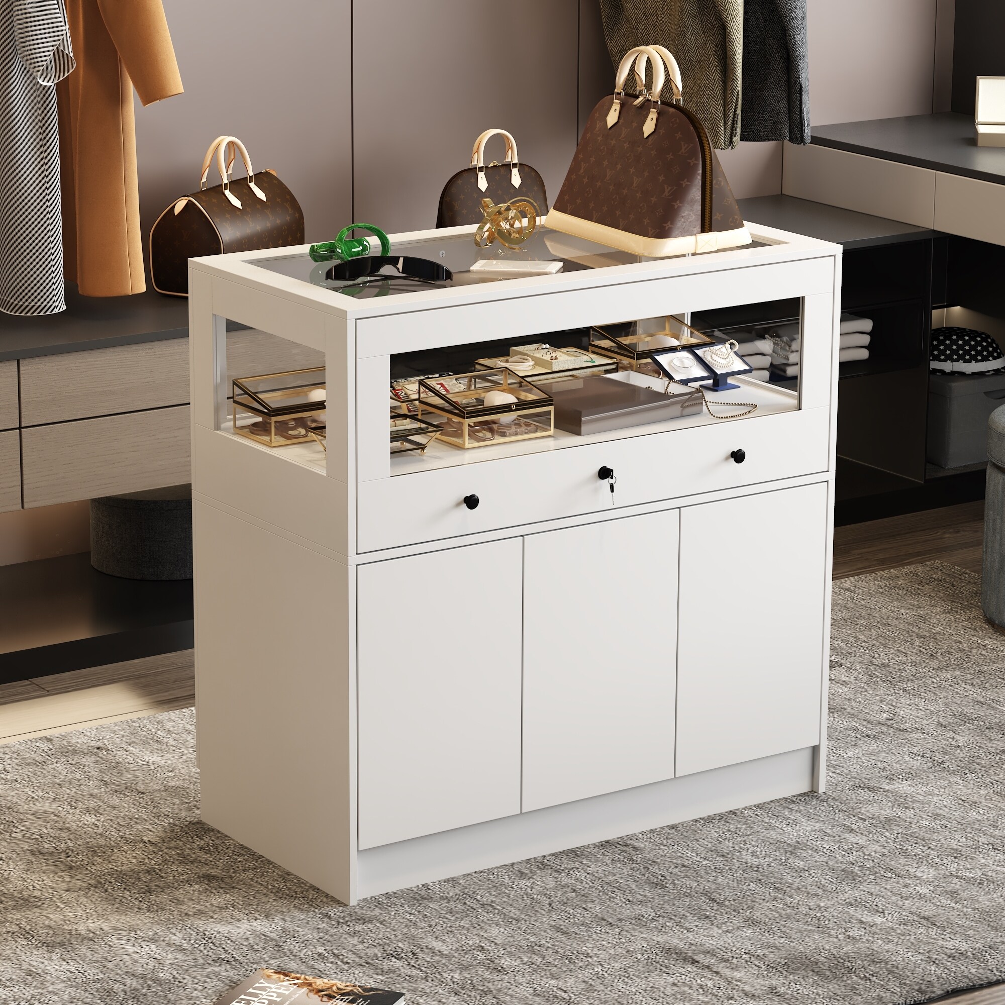 【全品送料無料】 Jewelry-and-Display-Cabinet- ガラスケース・ディスプレイケース