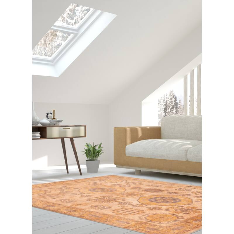 ECARPETGALLERY Hand-knotted Mamluk Copper Silk Rug - 7'9 x 9'9