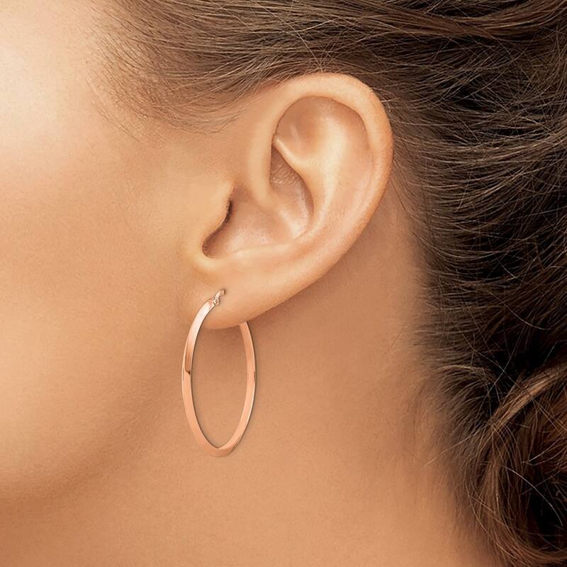 Curata 14k Rose Gold Polished Hoop Earrings - 39.25x37.75mm