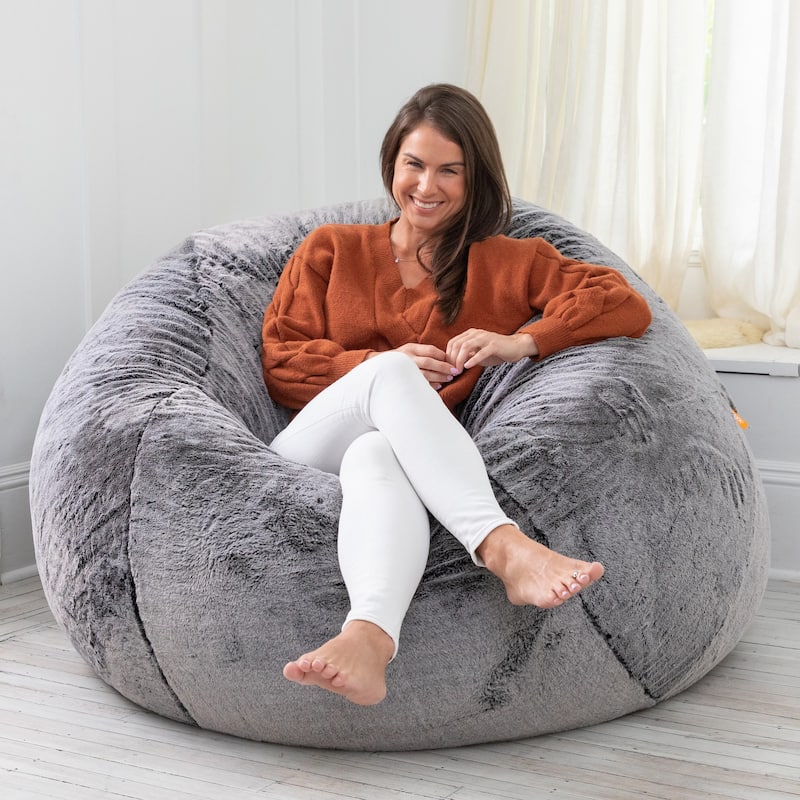 Jaxx 5 Foot Saxx Bean Bag Chair and Lounger for Adults - Synthetic Fur