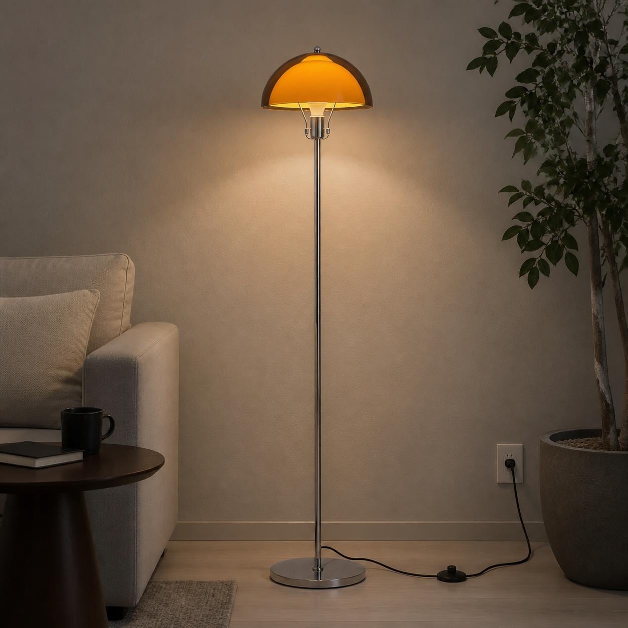 Mid-Century Modern Acrylic Mushroom Floor Lamp with Dual Shade