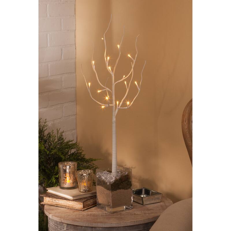 27 in White LED Branches with Timer Set of 2