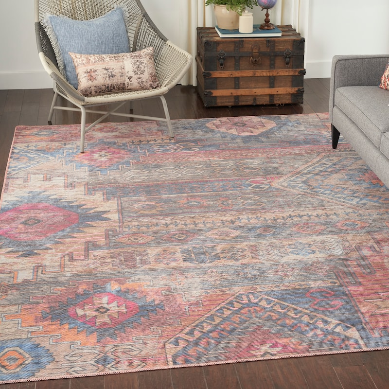 New Concept Washables Southwestern Machine Washable Area Rug