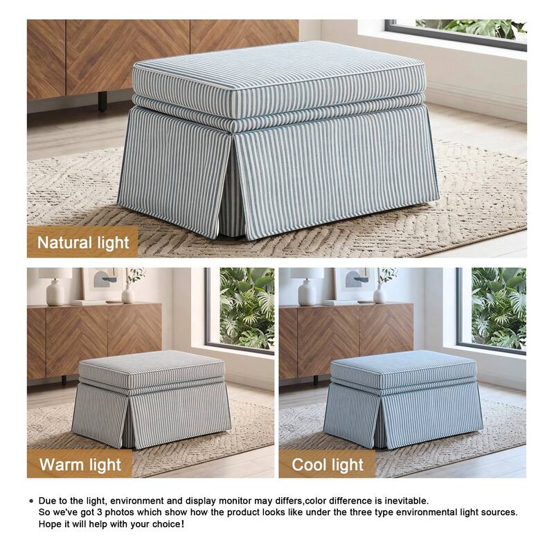 Skirted Rectangular Flip-Top Storage Ottoman