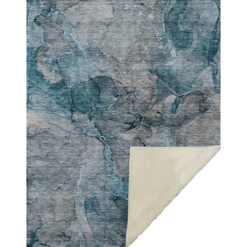 Premium Machine Washable Abstract Contemporary Sherpa Throw Blanket