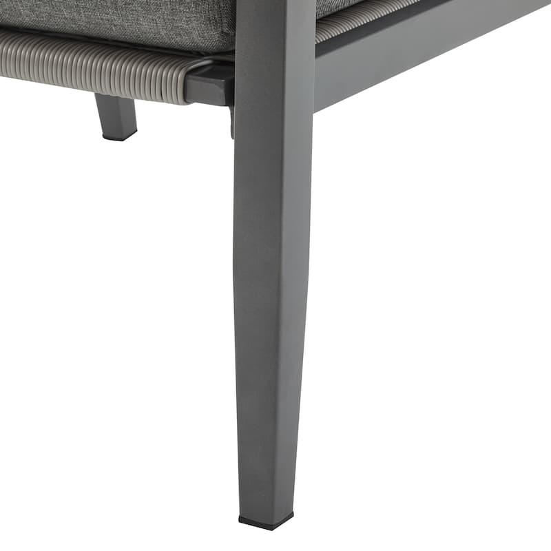 [Set of 2] Aluminum Lounge Chair with Sleek Rope Accents and Comfortable Cushions, Perfect for Modern Outdoor and Indoor Spaces