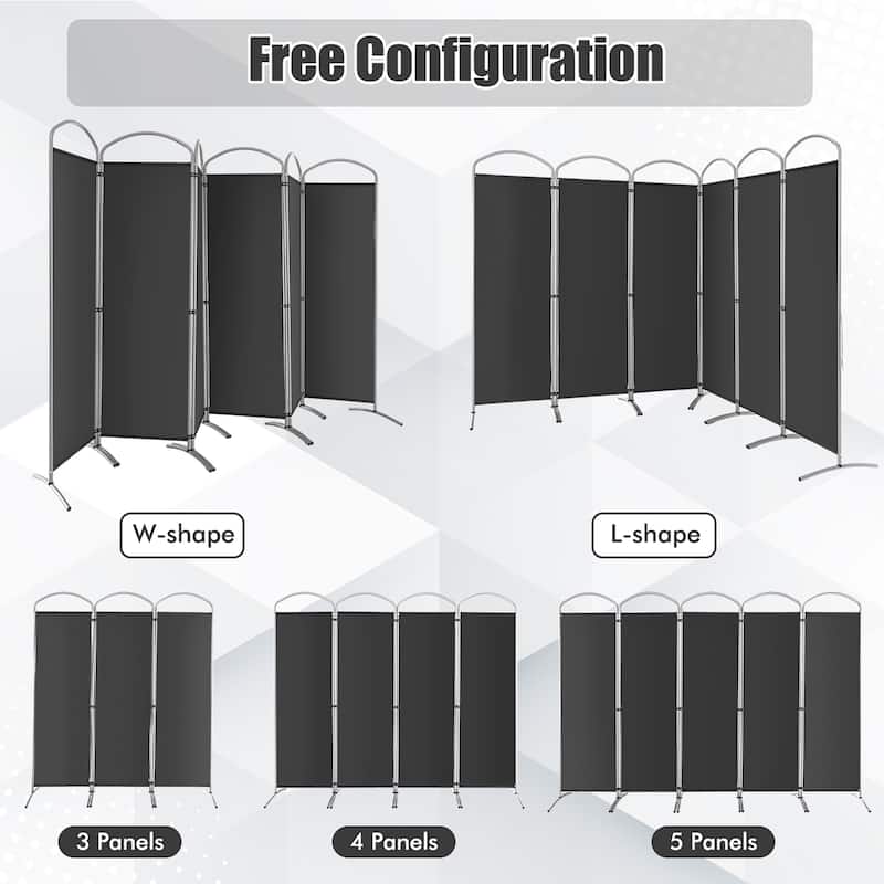Costway 6 Panels Folding Privacy Screen 6 Ft Tall Fabric Privacy