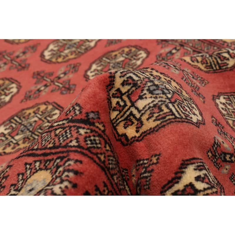 ECARPETGALLERY Hand-knotted Peshawar Bokhara Coral Wool Rug - 2'6 x 10'3