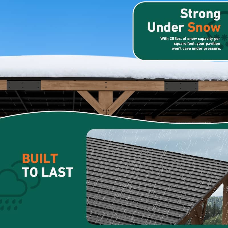 Supreme Cedar Wood Gazebo 12' x 20' with Hardtop Slope Roof, Wooden Grill Gazebo with Durable and Rot-Resistant