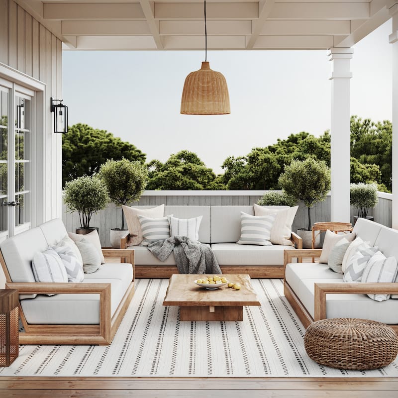 Frenshe Interiors Haylo Geometric Indoor/Outdoor Area Rug - 4' x 6' - Cream