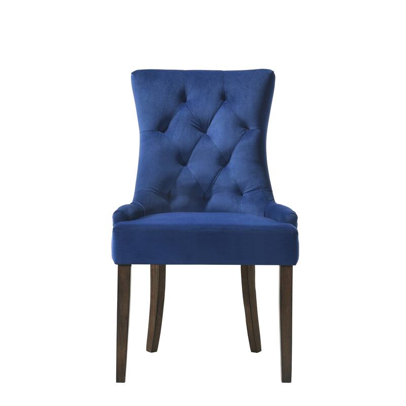 Side Chair, Blue Velvet & Espresso Finish
