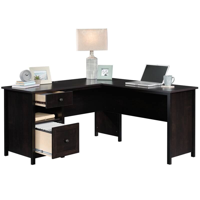Wood L-Shaped Desk with Drawer