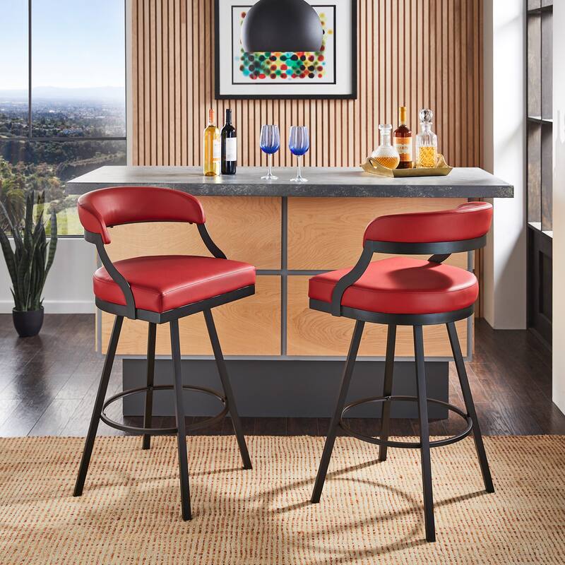 Bacalar Black Finish Metal Vegan Leather Swivel Chair (Set of 2) by iNSPIRE Q Modern