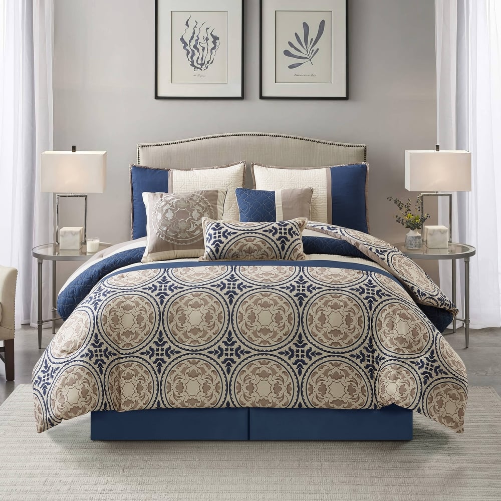 Nanshing Daffodil 7-Piece Medallion Print Comforter Set