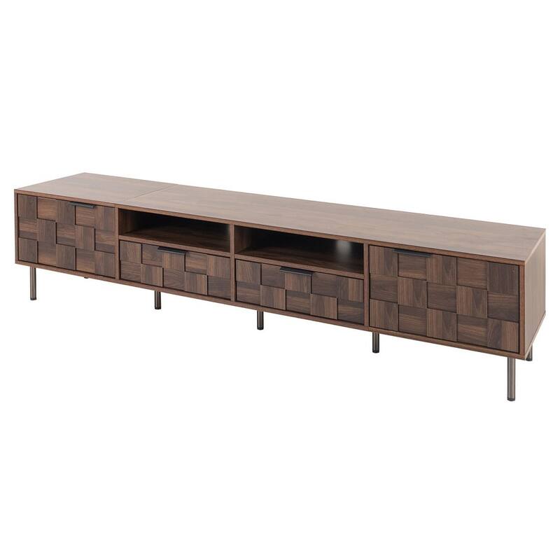 78 Inch Mid Century Modern TV Stand With Storage Cabinets - 15"W