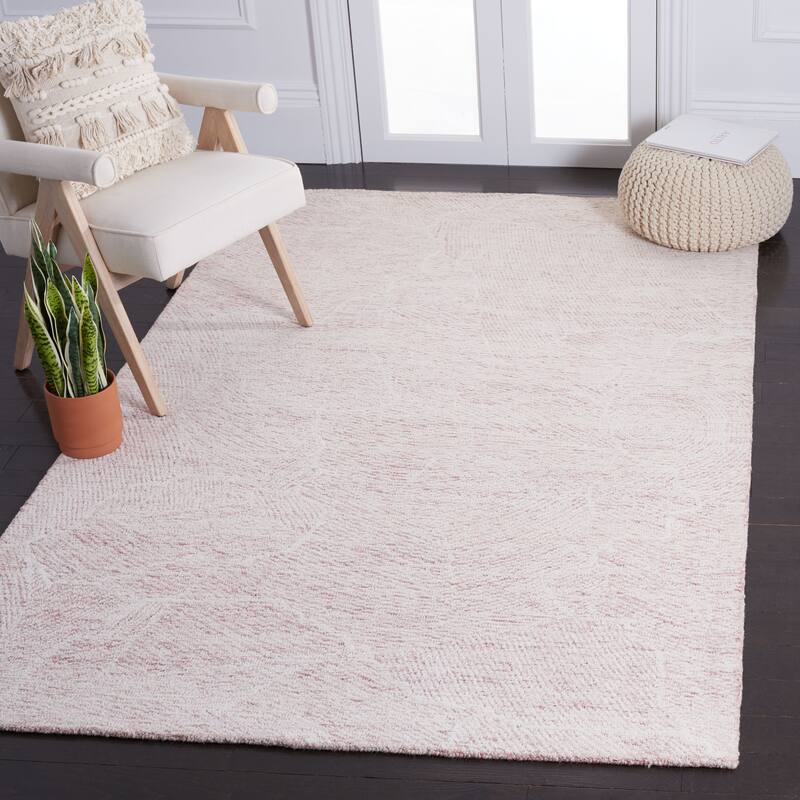 SAFAVIEH Handmade Metro Rozsika French Country Wool Rug - 6' Square - Pink/Ivory