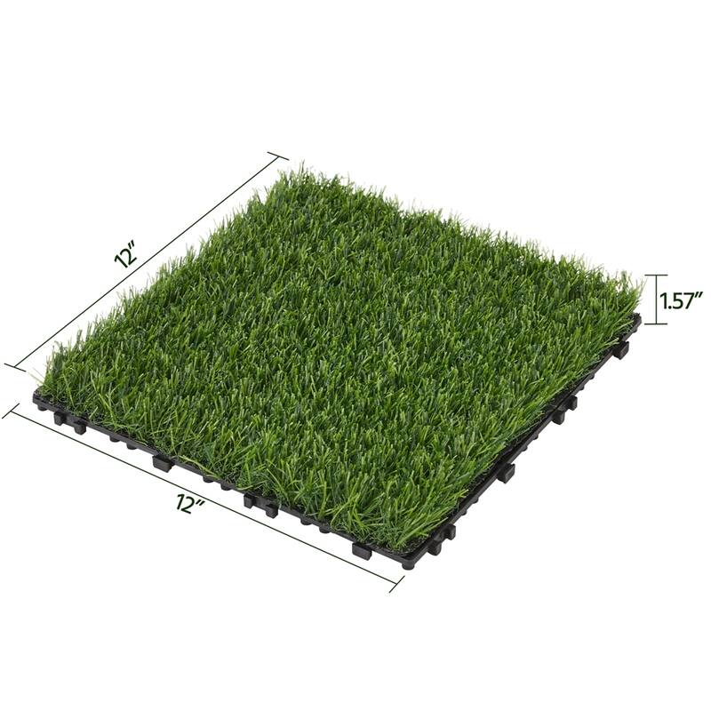 Yaheetech 27pcs 12"x 12" Artificial Grass Interlocking Tile Flooring - 12"x12"