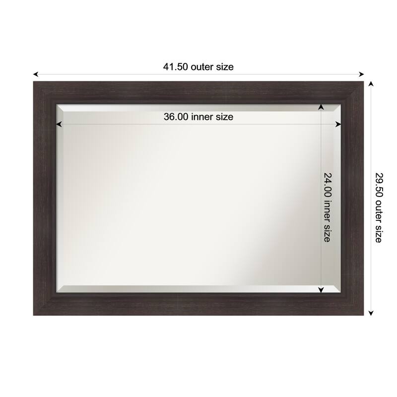 Sloped Beveled Framed Wall Mirror - 42 x 30 in - Sloped Espresso
