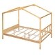 preview thumbnail 8 of 36, Full Size Wood House Bed with Storage Space and Roof