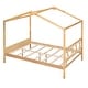 preview thumbnail 8 of 10, Natural Full Size House Bed with Storage Space & Roof