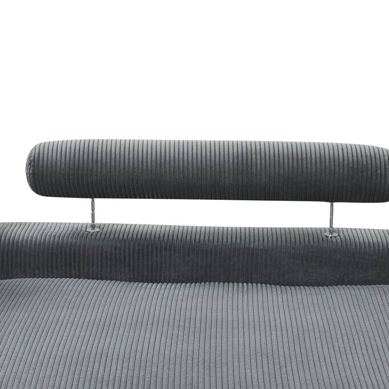 Furniture of America Sienta Modern 7-Piece Corduroy Modular Sectional Set with Ottoman