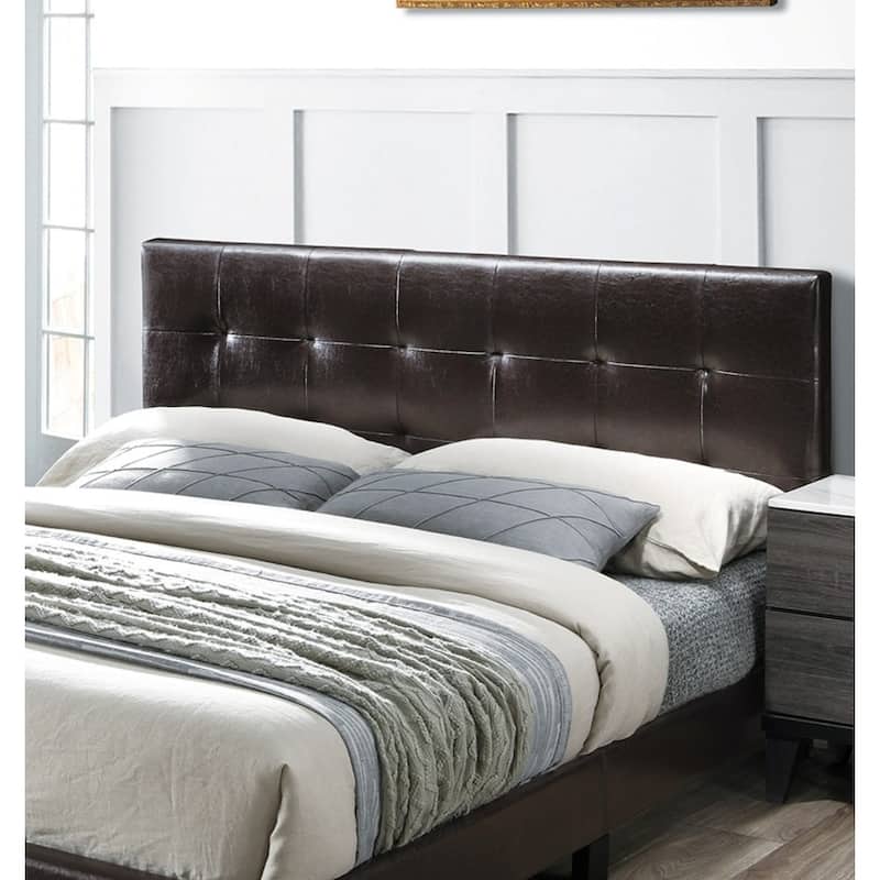 Transitional Style 1pc Bed Set Biscuit Tufted Headboard Brown Finish