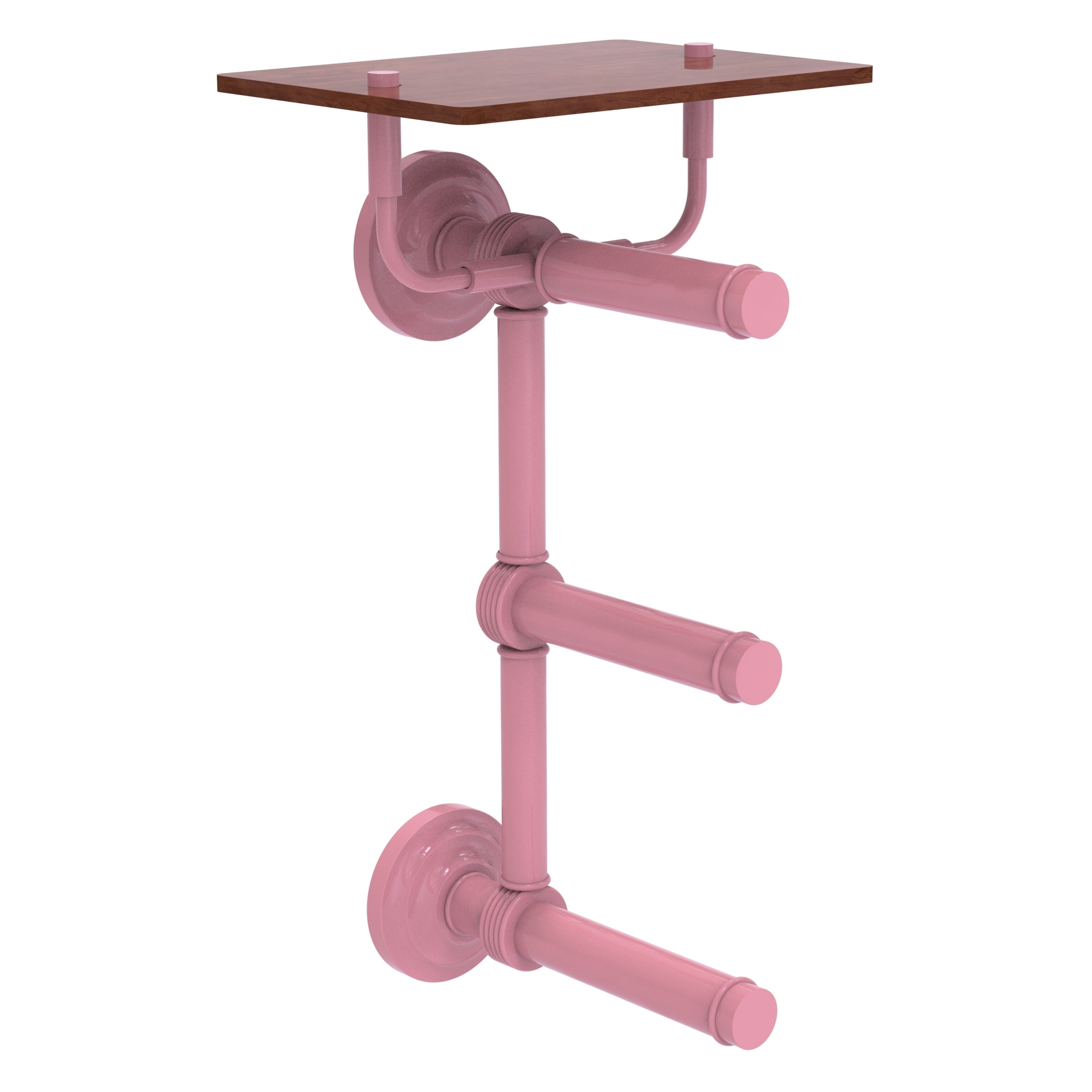 Allied Brass Que New Collection 3 Roll Toilet Paper Holder with Wood Shelf