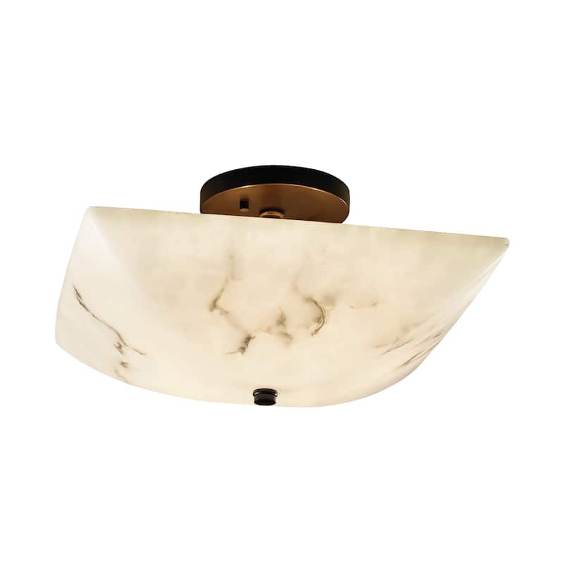 Copper Grove Nierembergia Dark Bronze Alabaster Semi-flush Mount