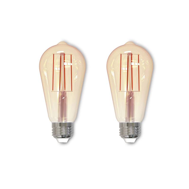Bulbrite Pack of (2) Dimmable Antique Filament ST18 Medium (E26) LED Bulb - 7Watt- 650 Lumens, 2100K, and 80 CRI - Antique Amber Light