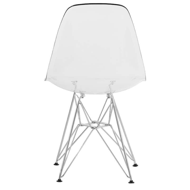 Cresco Ergonomic Modern Shell Seat Dining Chair with Chrome Eiffel Base and Curved Back Accent Side Chair (Set of 4)
