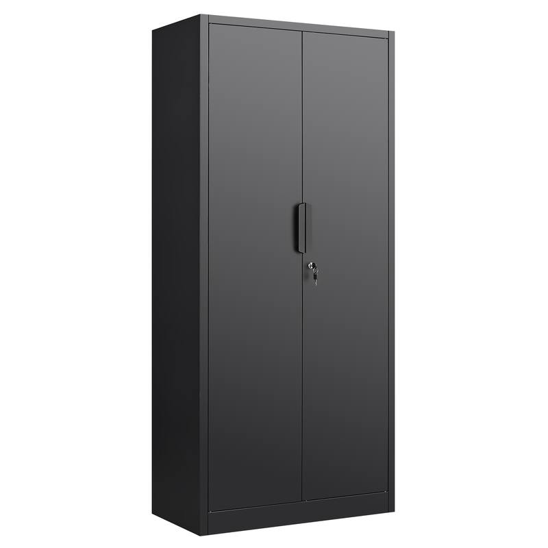 Modern 2-Door Filing Cabinet, Organization Cabinet with Lock, 4 Adjustable Shelves, for Commercial Office Home Office, Black - Black