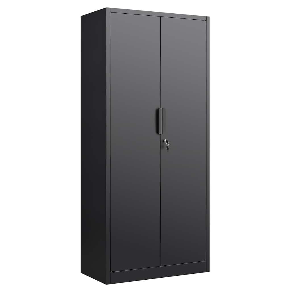 Modern 2-Door Filing Cabinet, Organization Cabinet with Lock, 4 Adjustable Shelves, for Commercial Office Home Office, Black