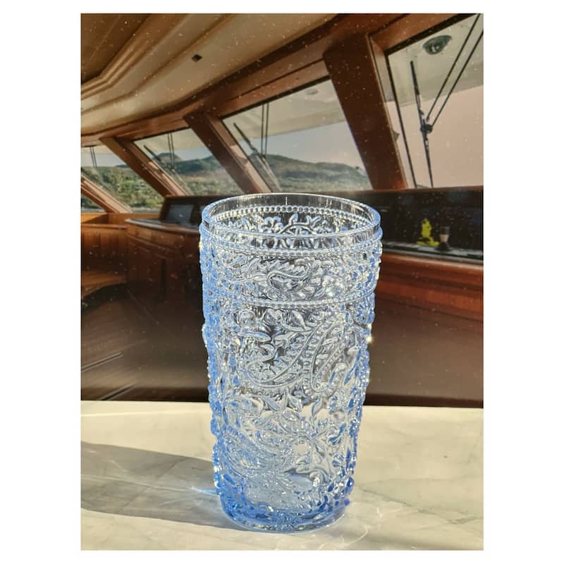 Paisley Acrylic Glasses Drinking Set of 4 Hi Ball (17oz) Plastic Drinking Glasses