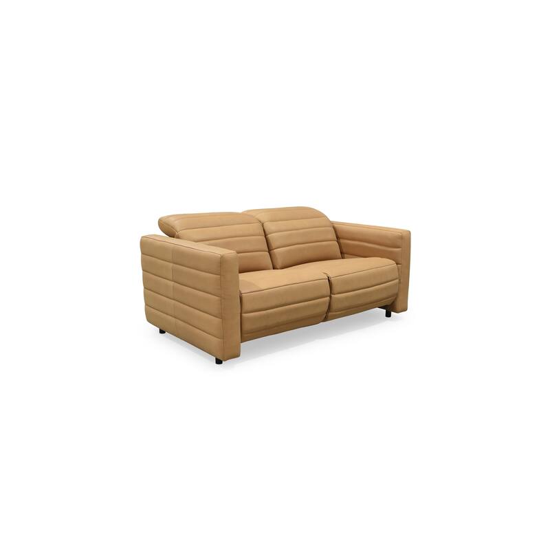 NADAAL STUDIOS Serelith Sofa, Channel-Tufted Chenille Fabric with Power Recline, Rubberwood Frame, Seats 2, Off White