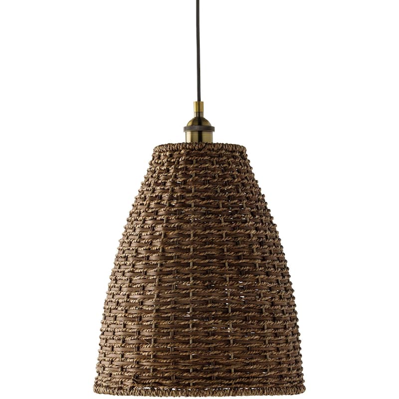 Gallus Dark Rattan Hanging Pendant - 12"L x 12"W x 14"H - 12"L x 12"W x 14"H - Brown