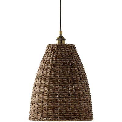 Gallus Dark Rattan Hanging Pendant - 12"L x 12"W x 14"H