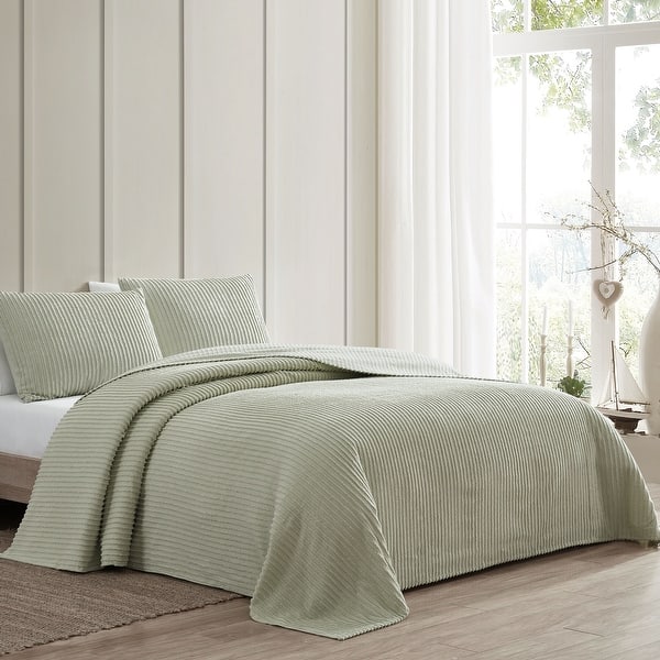 slide 2 of 4, Channel Chenille Bedspread Sage - King