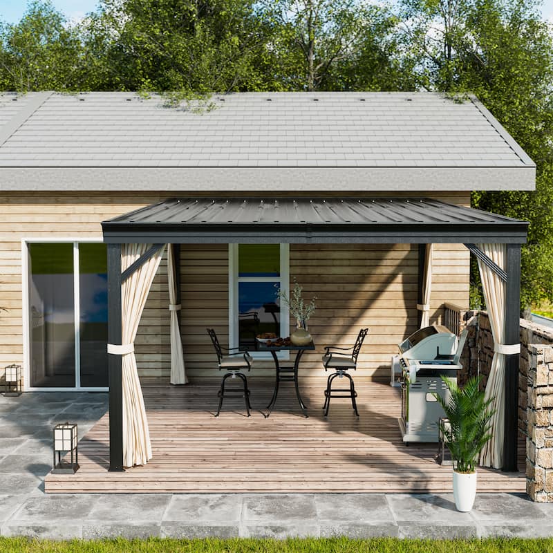 Wall-Mounted Hardtop Gazebo with Aluminum Frame