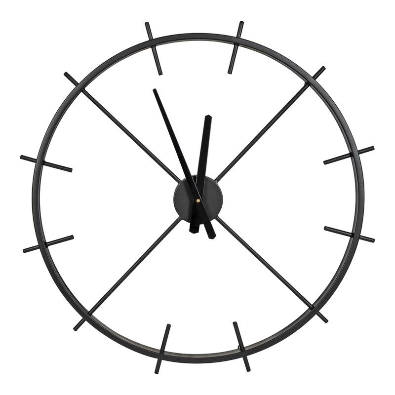 Kate and Laurel Isaac Modern Metal Wall Clock, 26" Diameter, Black - 26" Diameter