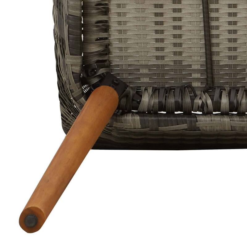 vidaXL Garden Dining Set with Cushion 9 pcs Grey Poly Rattan - 24.61 x 21.65 x 32.28 in