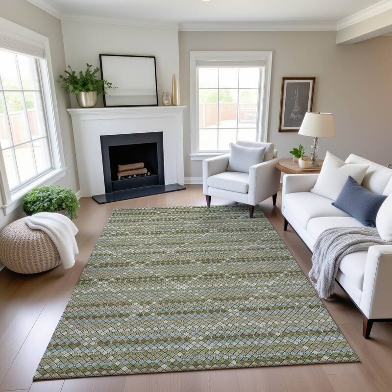 Premium Washable Super Soft Trellis Ombre Mayfield Rug - Aloe - 3' x 5'