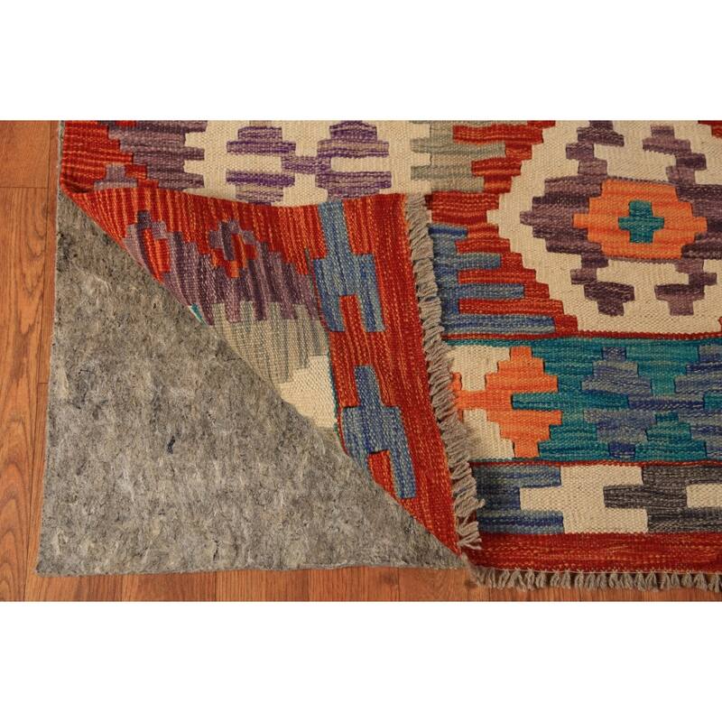 South Western Style Kilim Oriental Area Rug Flatweave Wool Carpet - 8'1"x 9'10"
