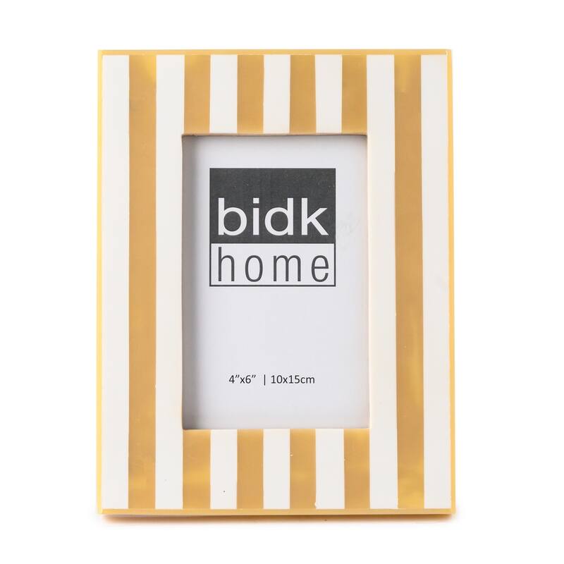 Striped Rectangular Picture Frame - for 4" x 6" Photo - Beige and White