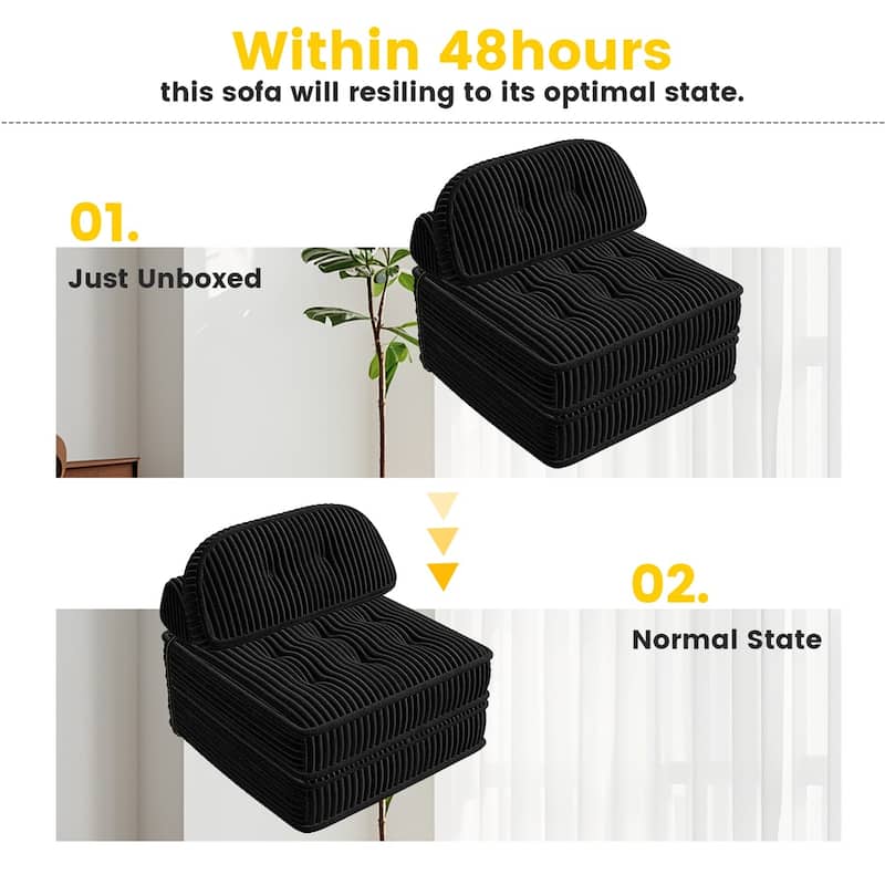 Folding Sofa Bed, Convertible Sleeper Chair with Pillow Foldable Mattress, Portable Fold Out Chair Bed Floor Sofa Lounge