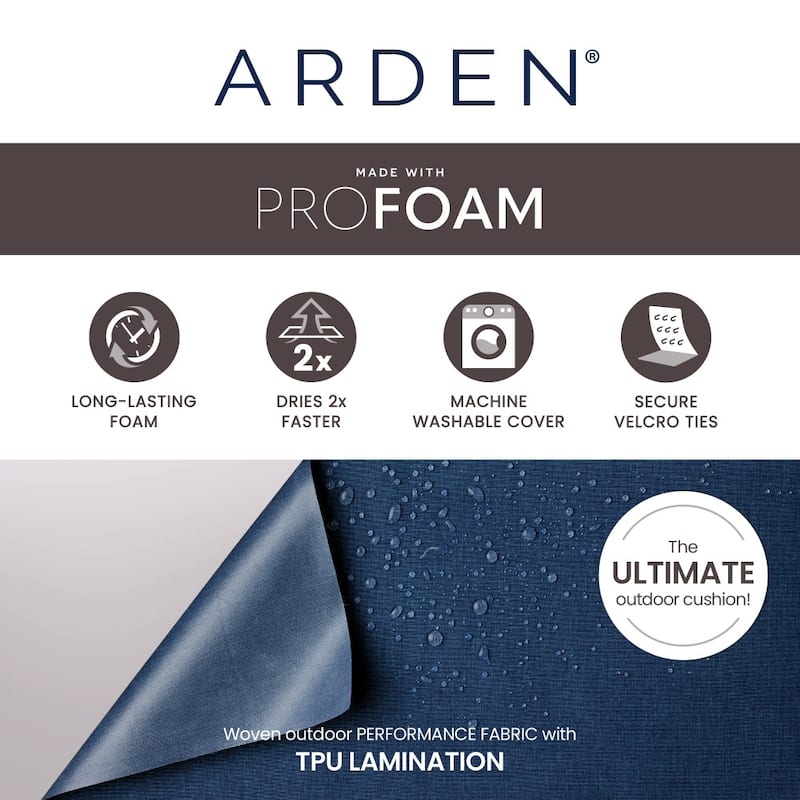ARDEN Foam Outdoor Double Welted Dining Chair Cushion, 20 x 20