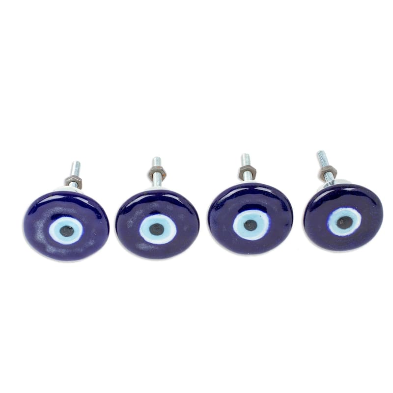 Novica Handmade Deep Glances Ceramic Knobs (Set Of 4)