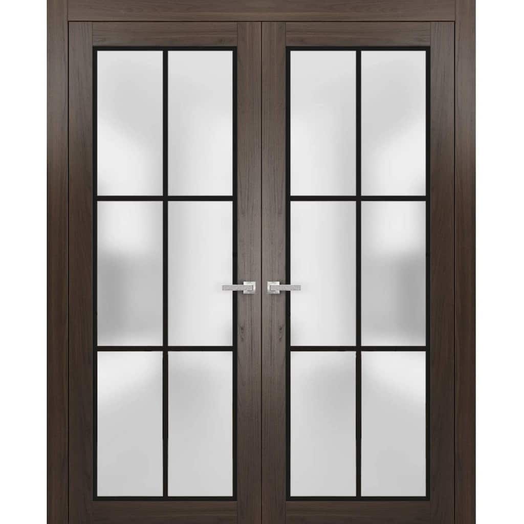 Solid French Double Doors 36 x 80 Planum 2122 Chocolate Ash