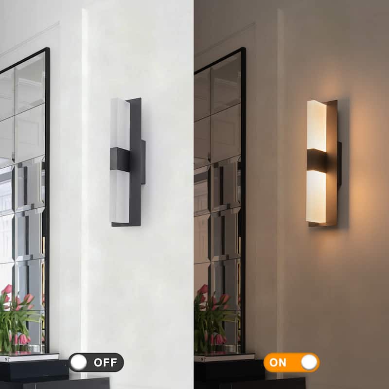 Dimmable LED Wall Sconce - Matte Black T-Shaped Frosted Acrylic