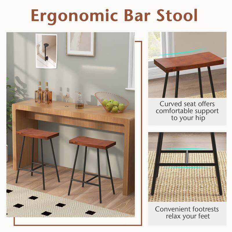 Gymax Saddle-Seat Bar Stool 4 Set Counter Height Bar Stools w/ Curved